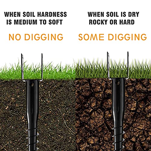 Premium No Dig Ground Anchor Black U-Model Screw in Post Stake - size: 27"x4"(1 Pack)