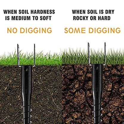 Premium No Dig Ground Anchor Black U-Model Screw in Post Stake - size: 27"x4"(1 Pack)