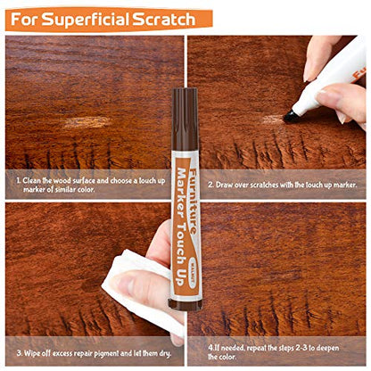 REALINN Wood Furniture Repair Kit- Set of 28 - Touch Up Markers