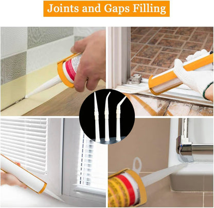 3 PCS Professional Caulking Gun Nozzle Tips Set, White Plastic