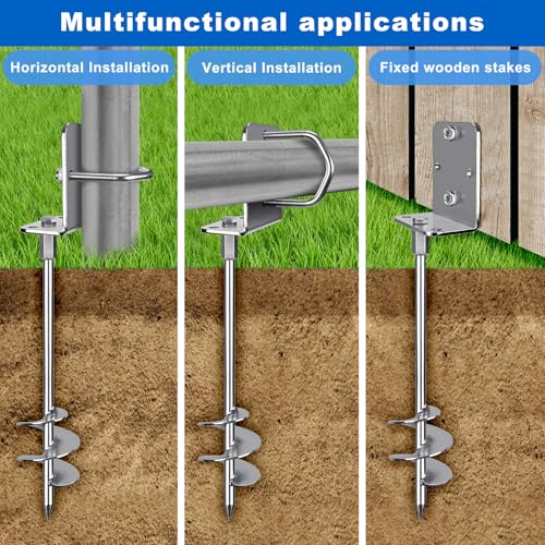 18" Screw In Ground Anchors, Heavy Duty Anchor Kit, 4 Pack - color: 18" – 4 Pack