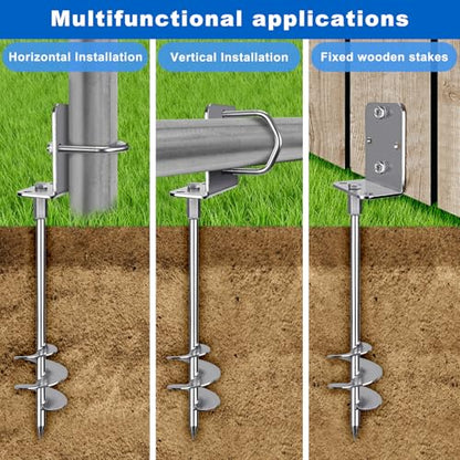 18" Screw In Ground Anchors, Heavy Duty Anchor Kit, 4 Pack - color: 18" – 4 Pack