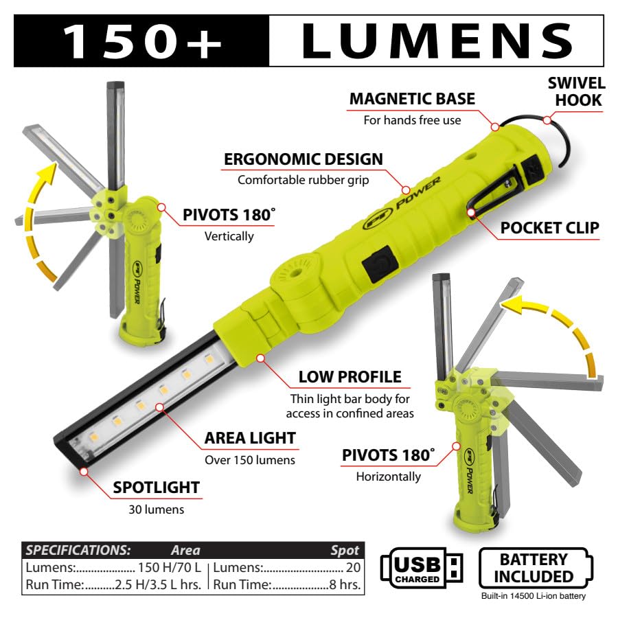 Performance Tool 20244 150+ Lumen Rechargeable Thin Work Light - style: 150+LM Li-Ion Thin Work Light