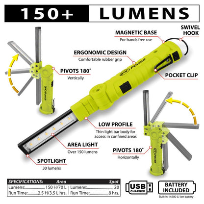 Performance Tool 20244 150+ Lumen Rechargeable Thin Work Light - style: 150+LM Li-Ion Thin Work Light