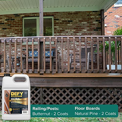 DEFY Ultra Semi-Transparent Outdoor Wood Stain and Sealer - UV & Moisture Resistant, Butternut - 1 Gallon - color: Butternut