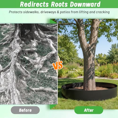 Convivium Tree Root Barrier 12in x 15ft x 60mil, Recycled HDPE Root & Bamboo Barrier Roll for Landscape Edging, Grass & Weed Control, Protect Sidewalks & Driveways - size: 12in x 15ft x 60mil