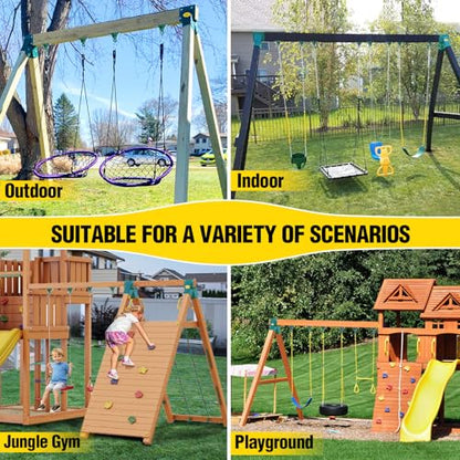 BETOOLL Swing Sets Brackets - 2 A-Frame Swing Set Brackets and 4 Swing Hangers with All Mounting Heavy Duty Hardware Included - Swing Set Kit for Porch, Yard, Playground - Green - color: 2 Green Brackets+4 Green hangers
