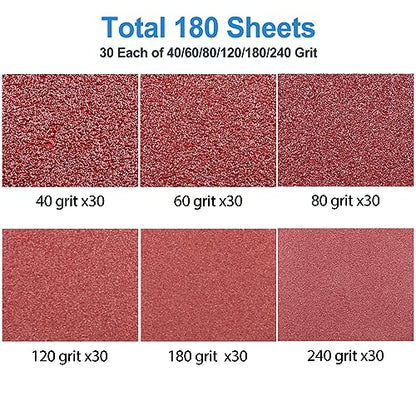 180PCS Oscillating Tool Sanding Pad, Detail Sander Sandpaper, 40-240 Grit