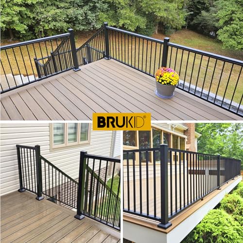 Aluminum Deck Railing Post Base Cover, Split Type, 1.25" x 1.25", 8 Pack, Black - size: Post-1.25'' Base-3.5''