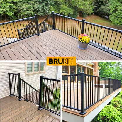 Aluminum Deck Railing Post Base Cover, Split Type, 1.25" x 1.25", 8 Pack, Black - size: Post-1.25'' Base-3.5''