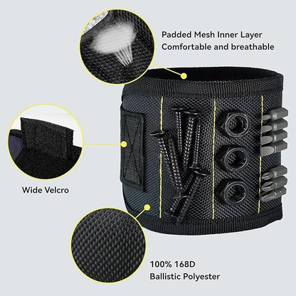 FUPUALL;Magnetic Wristband for Tools, 15 Magnets, Suitable for Screws, Wrenches, Screwdriver Bits, (2)