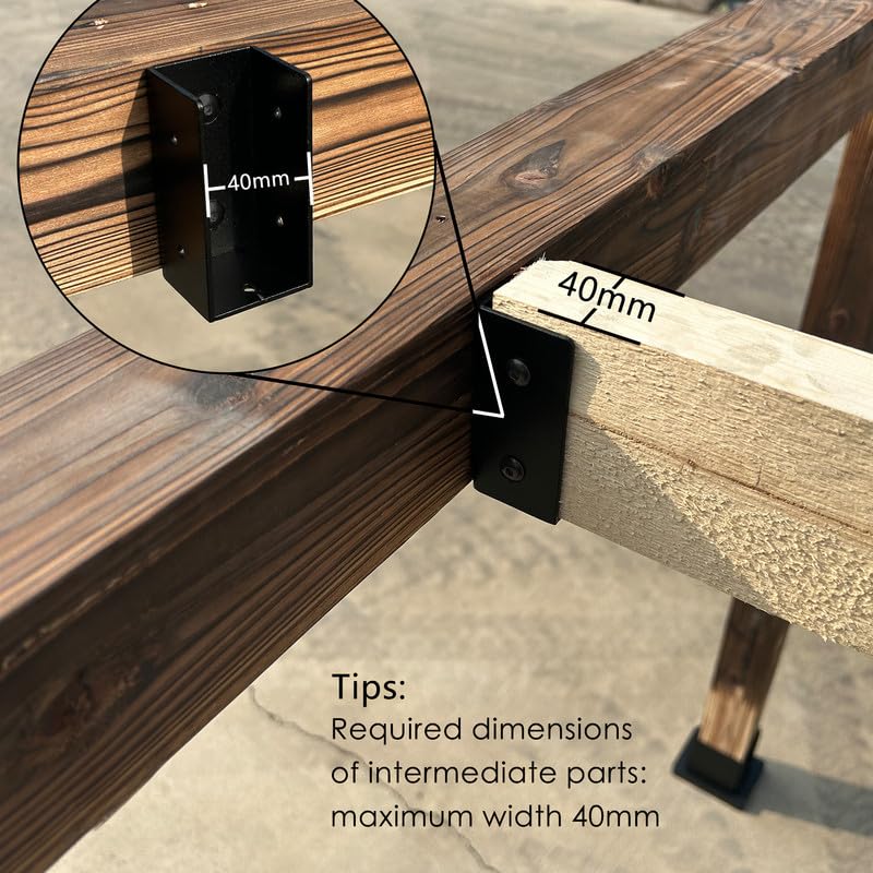 Kozyard 2 Sets DIY Pergola Brackets 3-Way Right Angle Corner Bracket - color: Black/2Sets