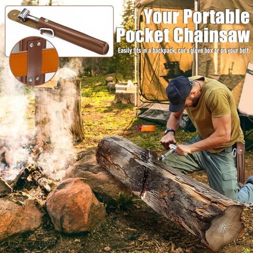 Bushcraft Gear Hand Auger Drill, Scotch Eye Wood Auger Drill Bit with Leather Case for Camping Backpacking Hiking