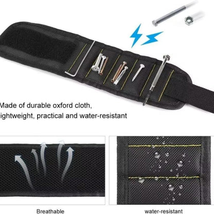 Magnetic Wrist Band with Self-adhesive, Tool Magnet Wrist Strap for Screws Screwdriver Hardware Storage (black) - color: Black