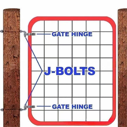 J-Bolt Post Hinge with 5/8" Hinge Pin Galvanized Post Gate Hinge for Chain Link Fence, Washers & Nuts Included (6" (4 Pcs)) - size: 6" (4 Pcs)