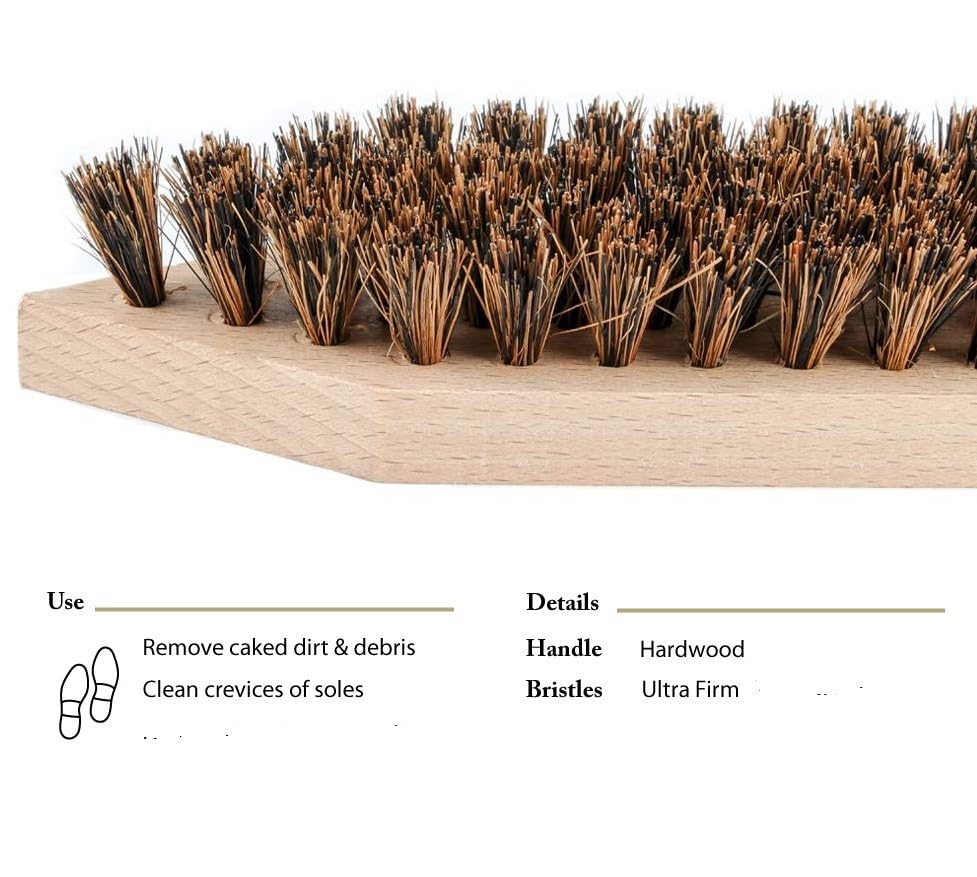 Hardwood Shoe & Boot Sole Brush with Stiff Coco Bristles (Brown) - color: Brown