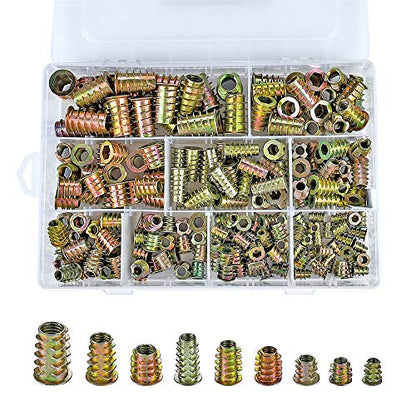 200Pcs M4-M10 Zinc Alloy Threaded Insert Nuts Hex Socket for Wood Furniture