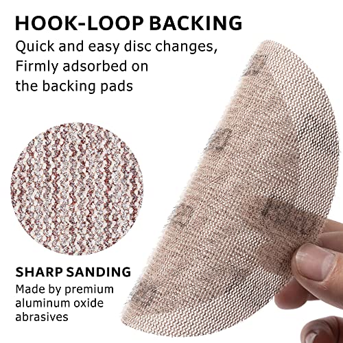 320GRIT 50pcs 5-Inch Mesh Abrasive Sanding Discs Hook & Loop Sandpaper, Dust Free Anti-Blocking Net Sandpaper Sheets for Auto Body, Wood, Drywall, Metal - style: P320 - 5 inch