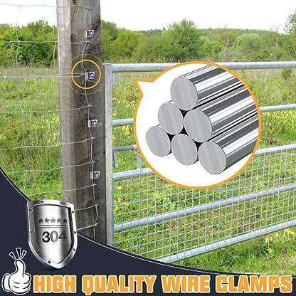 220 Pcs Fence Wire Clamps Stainless Steel Fencing Mounting Clips with 220 Pcs Stainless Steel Screws for 12-16 Gauge Welded Wire to Wood, Metal or Vinyl Fence(X220 Kit) - size: x220 Pcs