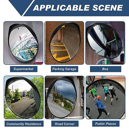 Maitys 2 Pcs Convex Mirror Acrylic Safety Security Corner Mirror Adjustable Wide View with Bracket for Garage Blind Warehouse(24 Inch)