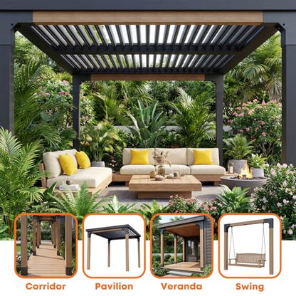 4 Pack Pergola Bracket Kit for 4x4 Posts, 2-Way L Corner Brackets