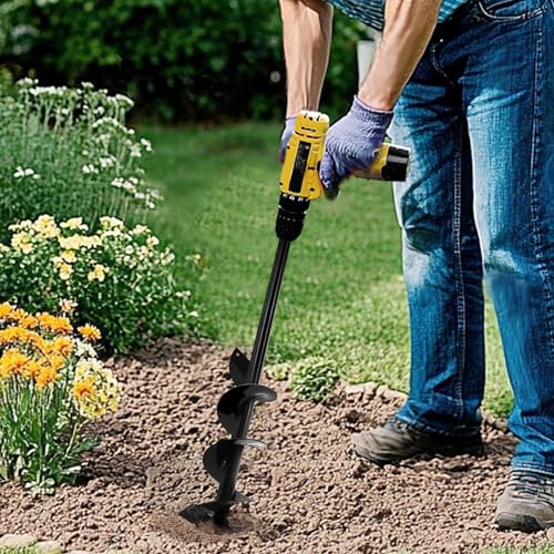 Auger Drill Bit for Planting,Heavy-Duty Garden Auger Spiral Drill Bit with Dual Sharp Blades,Bulb Planter Tool & Plant Hole Digger,Planting Auger for Cordless Drill,Tulip Planter Bit 4"x32" - size: 4"x32"