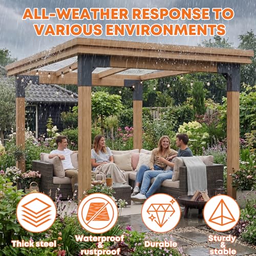 4 Pack Pergola Bracket Kit for 4x4 Posts, 2-Way L Corner Brackets