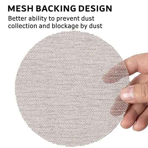 120GRIT 50pcs 5-Inch Mesh Abrasive Sanding Discs Hook & Loop Sandpaper, Dust Free Anti-Blocking Net Sandpaper Sheets for Auto Body, Wood, Drywall, Metal - style: P120 - 5 inch