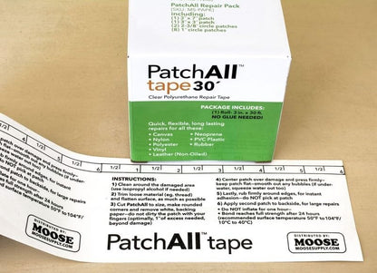 PatchAll Kit Clear Adhesive Vinyl Repair Tape, 3" x 30' Roll - size: 3-inch x 30-foot Roll