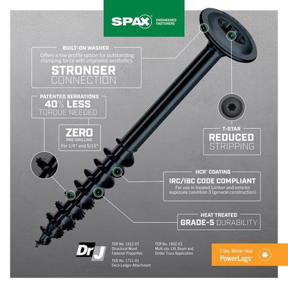 SPAX PowerLags 8 in. L Washer Head Construction Screws 12 pk - Case of: 5;5