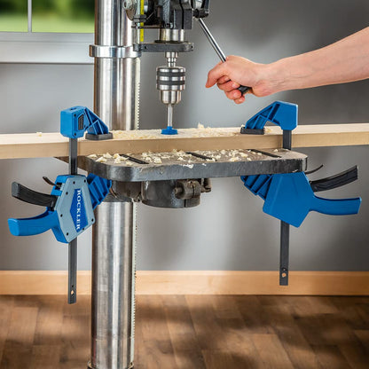 6” Spring Loaded One-Handed Bar Clamps for Woodworking – Hand-Free Position Wood Clamps – 150 LBS Weight Capacity Pistol Grip Style Single-Finger Release Trigger Clamp – Adjustable Wood Working Clamps