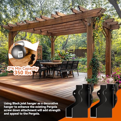 50 Pcs 2x4 Joist Hangers Black,18 Gauge Face Mount Joist Hangers 2x4 Deck, Rafter Brackets/Hanger, Hurricane Ties Brackets For Shed/Barn/Coop/Porch/Fence, Structurally Sound and Aesthetically Pleasing - size: 50 Pcs 2x4, style: Black Joist Hanger