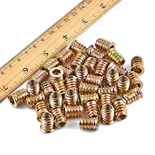 200Pcs 1/4"-20x15mm Hex Nut Inserts Wood Threaded Fastener for Furniture - color: 200 Pcs 1/4"-20 x 15mm
