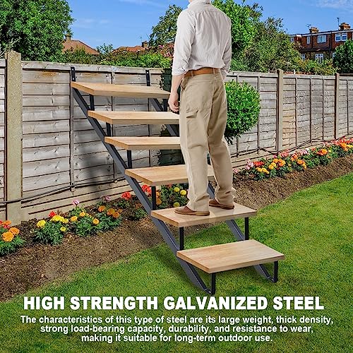 Steel Stair Riser 6 Step, 49.6" H Metal Stair Stringers for Deck - size: 6 Step