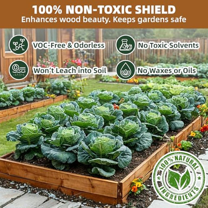 Garden Box Sealer Pro Grade 1 Gallons – Plant-Based, Non-Toxic Wood Sealer for Raised Garden Beds, Planters & Pet Shelters, Water & Weather-Resistant Finish for Outdoor Wood - size: 1 Gallon