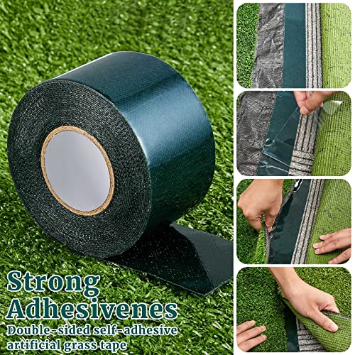 Gersoniel 2 Rolls 2 in x 16.5 ft Double Sided Turf Tape for Artificial Grass Rug Self Adhesive Artificial Turf Tape for Lawn Garden Carpet Connecting Outdoor Carpet - size: 2 in X 16.5 ft