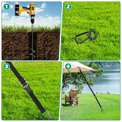 Trampoline Anchors, 6 Pack 18" RV Awning Tie Down Kit with 6 Ratchet Straps - size: 6PCS