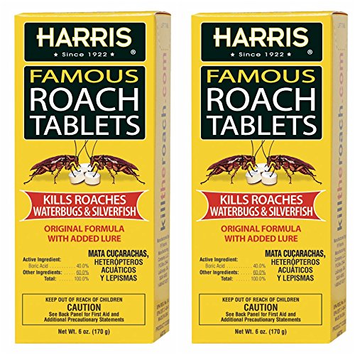 Harris Roach Tablets, Boric Acid Roach Killer with Lure, Alternative to Bait Traps (6oz, 2-Pack)