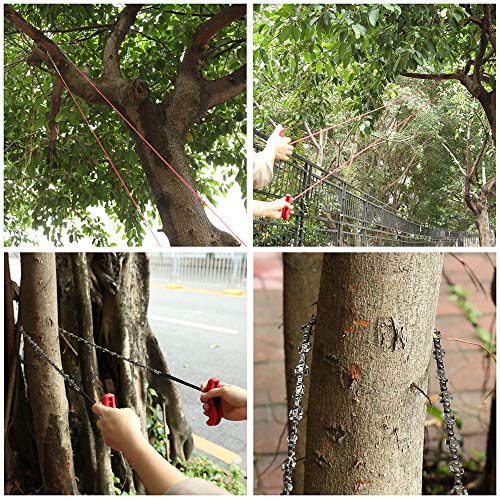 Hand Chain Saw for High Limb Tree Branch with 50 Inch Long Chainsaw 34 Blades on Double Sides and Two 5M Ropes, Easy for Cutting High Branch Upon 7M, Perfect Survivalist Tool & Camping Garden Gear.