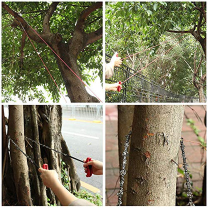 Hand Chain Saw for High Limb Tree Branch with 50 Inch Long Chainsaw 34 Blades on Double Sides and Two 5M Ropes, Easy for Cutting High Branch Upon 7M, Perfect Survivalist Tool & Camping Garden Gear.