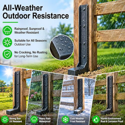 Fence Post Repair Kit, Heavy Duty Fence Post Anchor for Wooden Fence Repair, No Dig Post Support Bracket, Fence Repair Kit for Broken Wood Fence Posts (2 Pack)