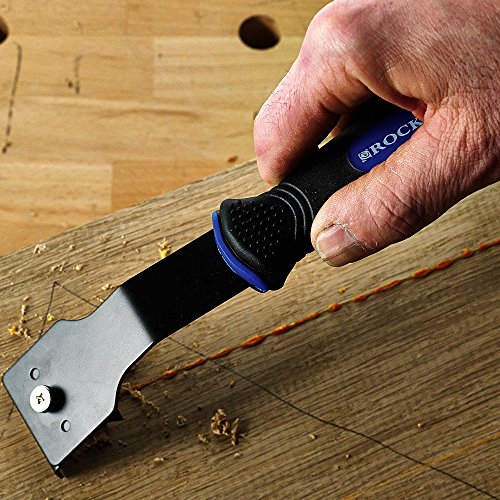 Double Edge Scraper – Durable Glue & Wood Scraper Tool w/Ergonomic Rubberized Handle & Reversible Blade – Compact & Lightweight Furniture Refinishing Tools for Furniture Restoration & Tight Spaces