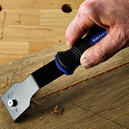 Double Edge Scraper – Durable Glue & Wood Scraper Tool w/Ergonomic Rubberized Handle & Reversible Blade – Compact & Lightweight Furniture Refinishing Tools for Furniture Restoration & Tight Spaces