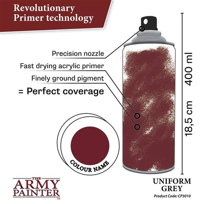 The Army Painter, Colour Primer Uniform Grey, 400 ml acrylic spray - color: Uniform Grey