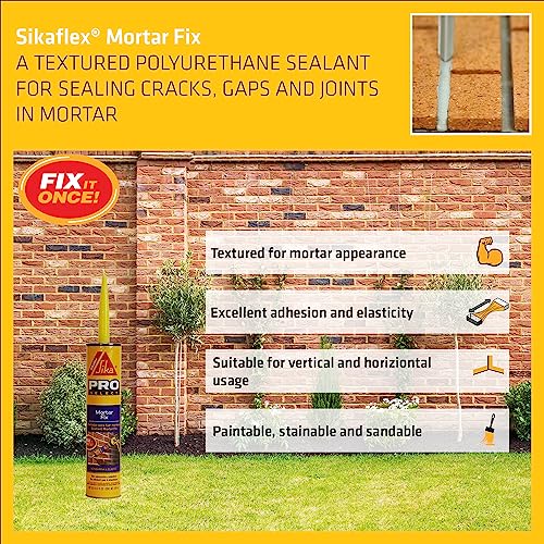 Sikaflex Mortar Fix, Limestone, Polyurethane sealant for Repairing Damaged Mortar, Joints and Gaps. Sealing Mortar Cracks 10.1 fl. oz Cartridge (Pack of 2) - size: 10.1 Fl Oz (Pack of 2)