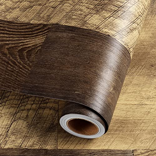 Livelynine 15.8x197 Wood Contact Paper for Floors Waterproof Renter Friendly Floor Peel and Stick Wood Planks for Walls Bathroom Vinyl Plank Flooring Roll Self Adhesive Vinyl Wrap for Countertops - size: 15.8x197 Inch