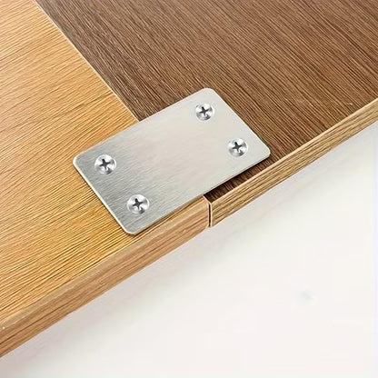 Stainless Steel Flat Corner Brackets, 5 Pack Furniture Repair Plates with Screws, Heavy Duty Straight Brace Connectors for Table, Chair, Shelf & Wood Joints