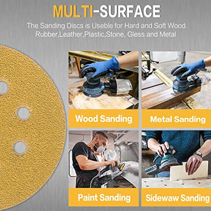 80PCS 5 Inch Sanding Discs 40 Grit Random Orbit Sander Sandpaper - style: Advanced Aluminum Oxide