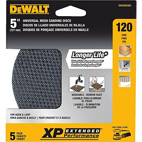 DEWALT DWAM4303 120 Grit Mesh Random Orbit Disks (5 Sheets), 5" - style: 120G, 5-Pack