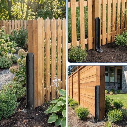 Fence Post Repair Kit, 33.6" Height Upgraded 2.5" Width Heavy Duty Fence Post Repair Stakes, Thickened Anchor Ground Spike for Repairing Tilted/Broken Wood Posts (2)